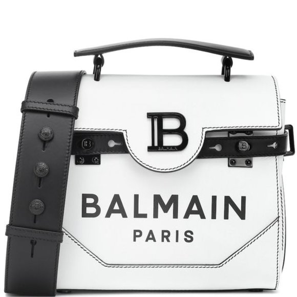 Balmain Handbags - Balmain B-Buzz White Shoulder Bag with Black Accent Leather Purse Crossbody
